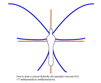 How to draw a cartoon Butterfly step two